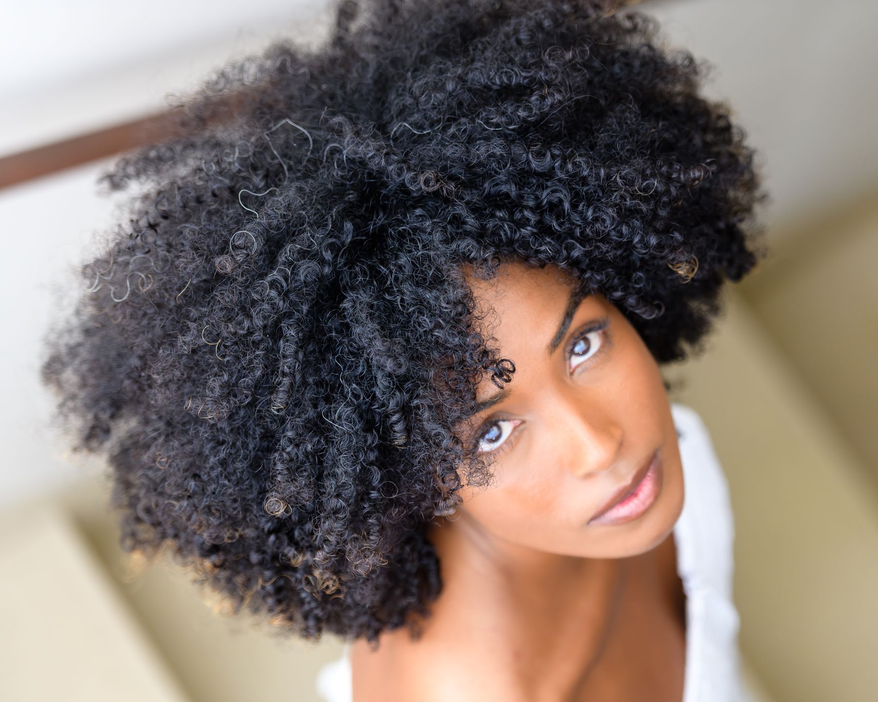 Woman with a full natural afro
